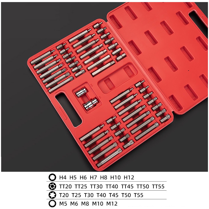 54pcs Torx Bit Set 3/8″&1/2″Dr