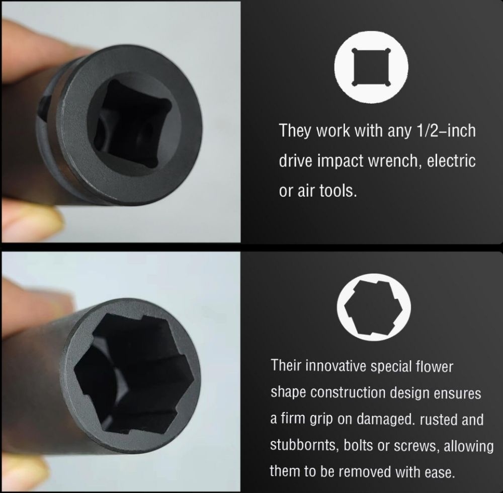 3PCS 1/2″Dr Damaged Wheel Nut Remover