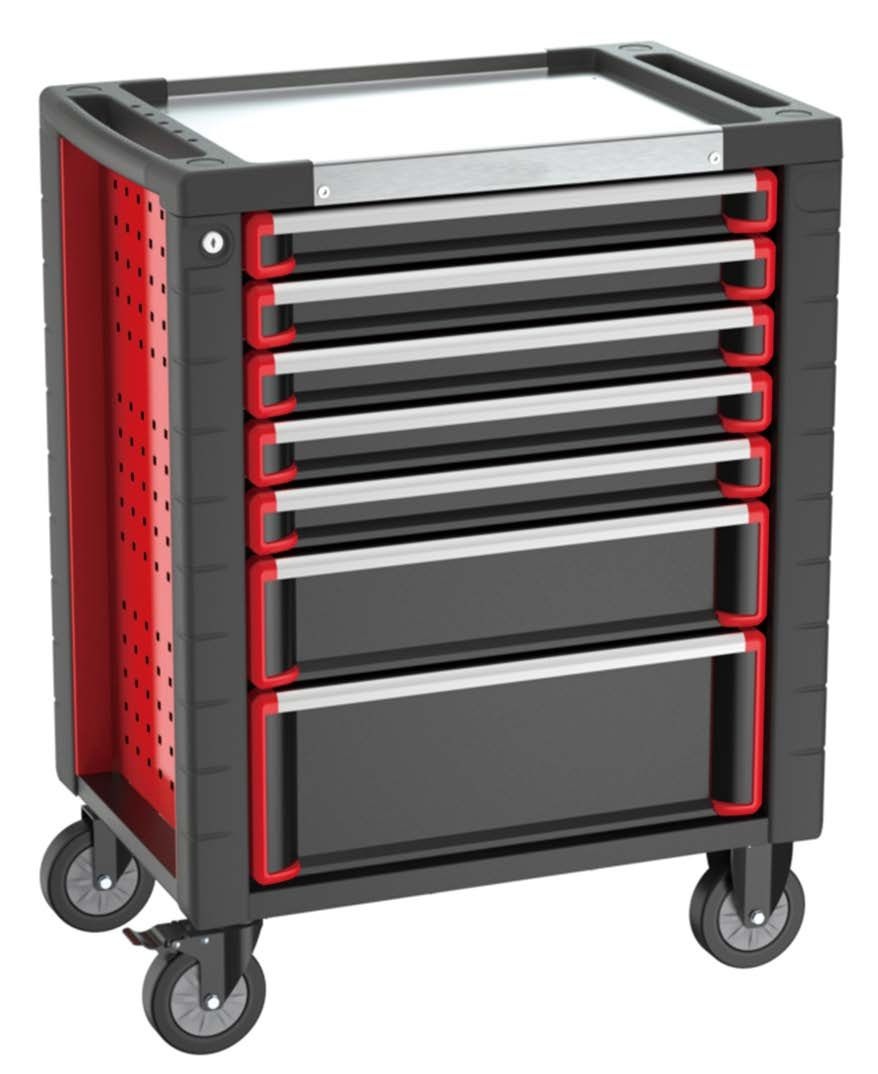 7-Drawer Tool Trolley With Stainless steel worktop