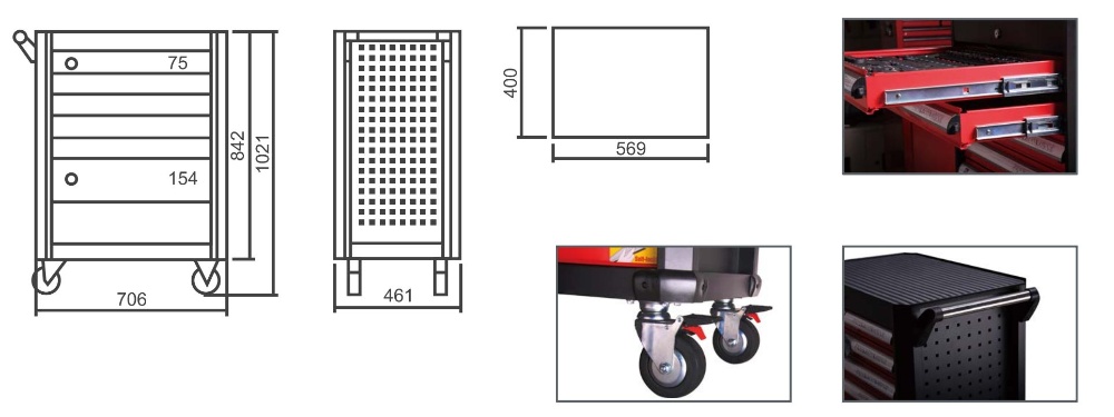 262PCS 7-Drawer Tool Trolley With Tools