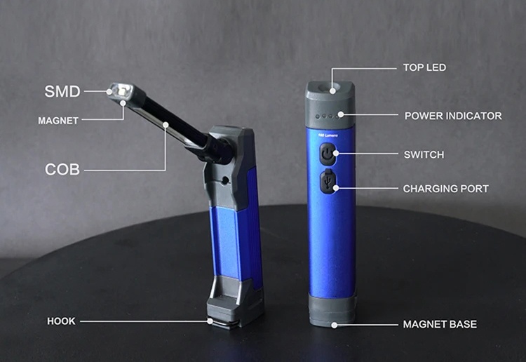 Rechargeable and adjustable outdoor camping portable LED floodlight USB flashlight magnetic led work light