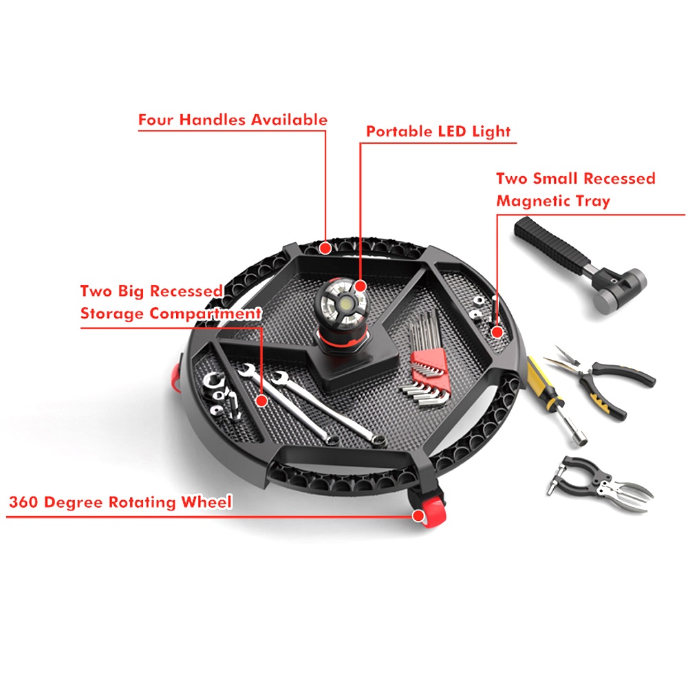 30lbs Automotive Rolling Tool Creeper with Lamp