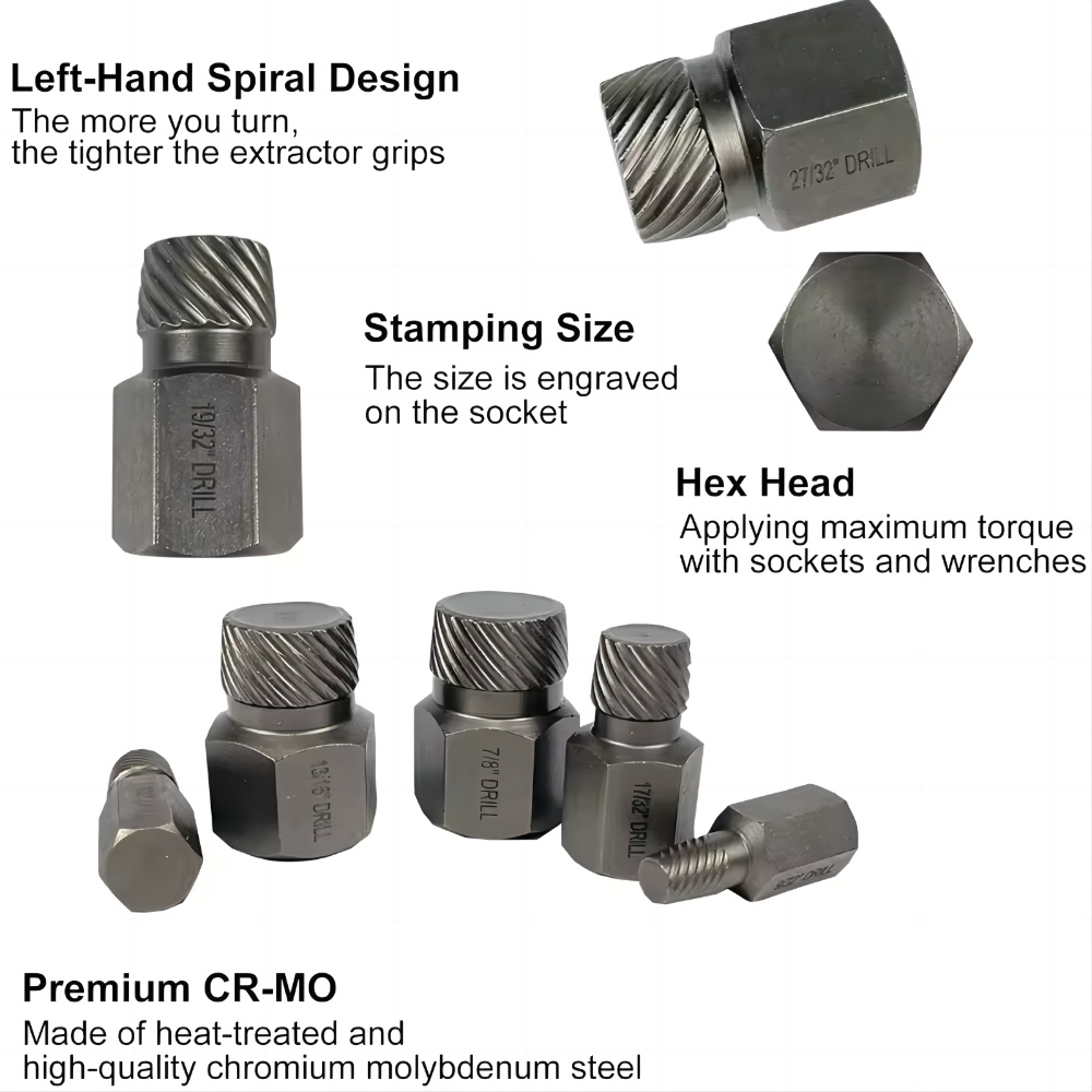 Hex-head Multispline Screw Extractor Kit–10PC/13PC/25PC
