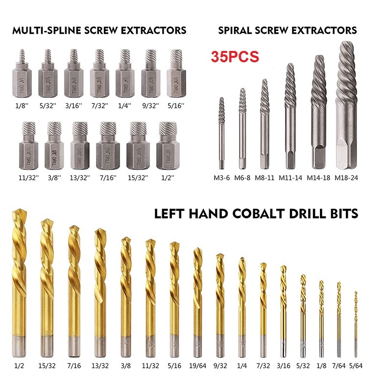 Damaged Bolt Nut Screw Remover Extractor Removal Set–26PC/35PC/49PC