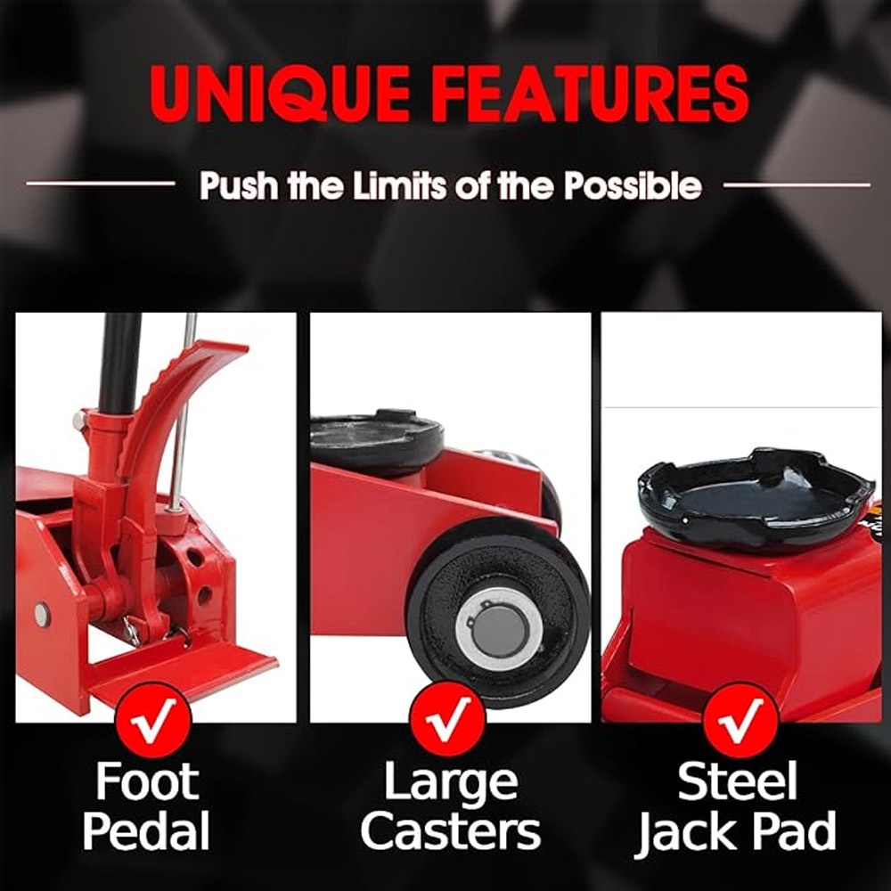 Hydraulic Heavy Duty Long Frame Service Jack with Foot Pedal