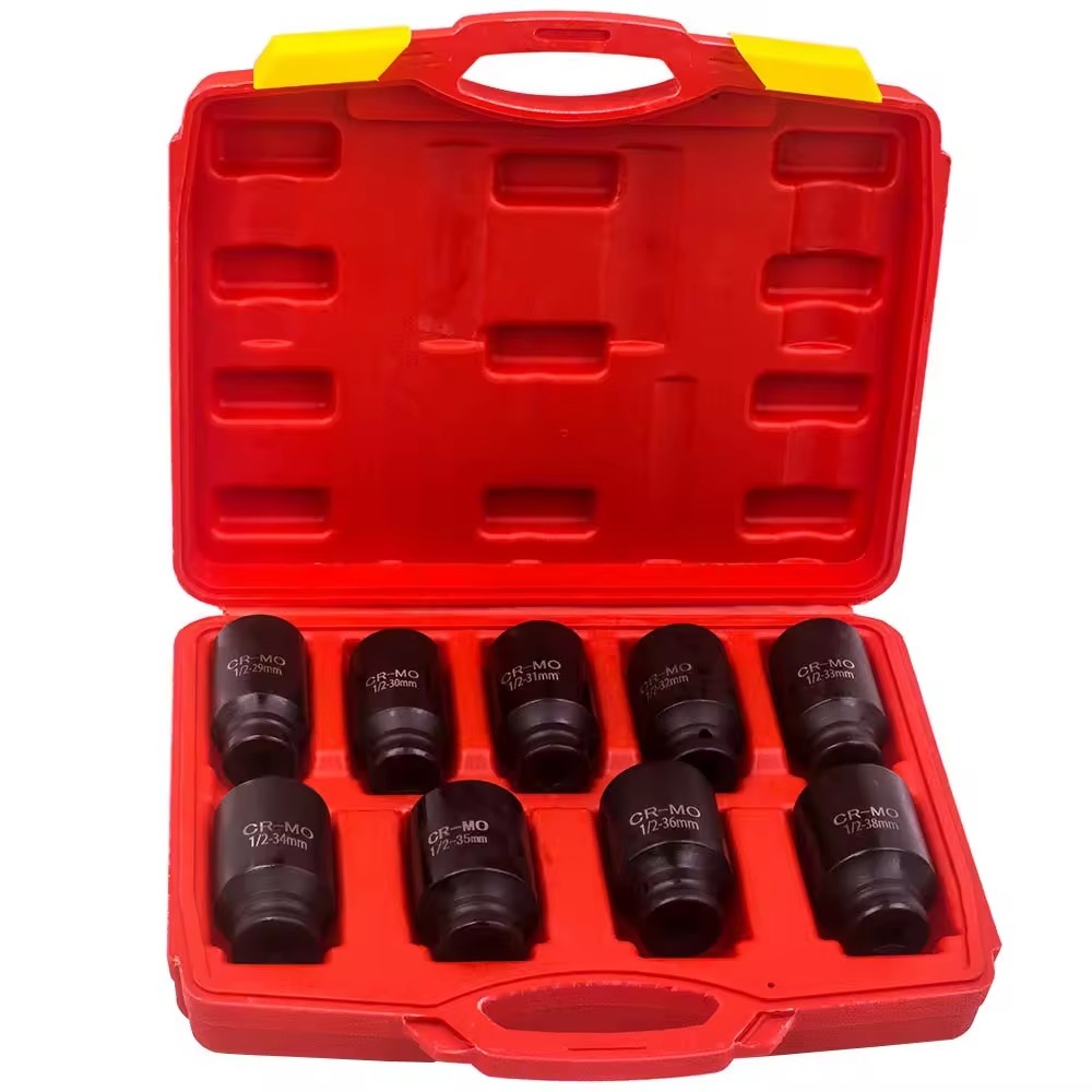 9PCS 1/2” Deluxe Axle Nut Socket Set Kit For removal or installation of Axle Nut Impact Socket Set