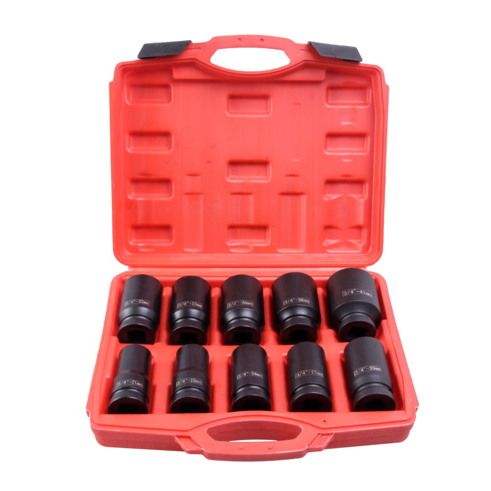 10 PCS 3/4″ Drive 22-41mm 6 Point Metric Sockets Deep Impact Socket Set