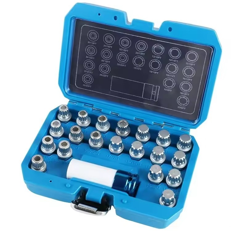 21PCS Wheel Anti-Theft Lock Lug Nuts Screw Remover Socket Tool Set
