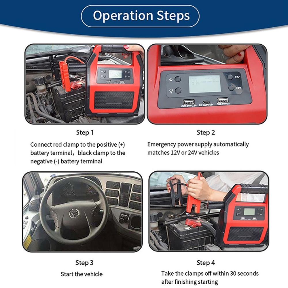 12V/24V 2000A Powerful Jump Starter (46800mAh)