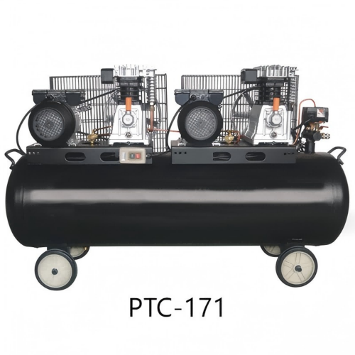 Belt Driven Air Compressor With Two Cast Cylinder